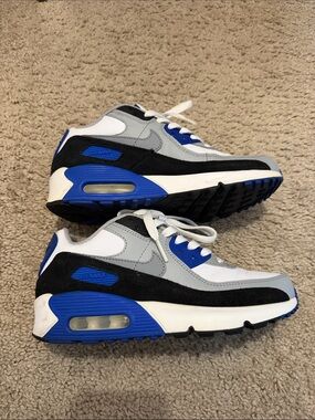 Nike Kids Air Max Sneakers in White, Gray, Black & Blue